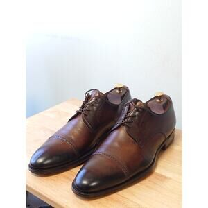 Magnanni Men’s Derby Blucher 12M Brown Burnish Leather Oxford Dress Shoes